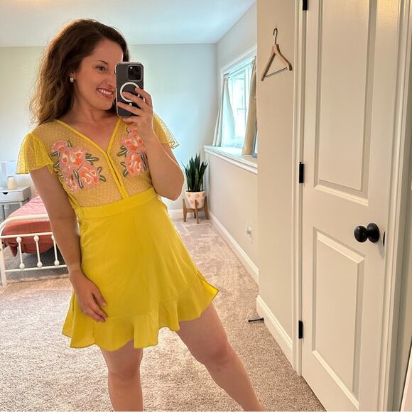 Cleobella x Rocky Barnes Yellow Floral Mini Dress XS - Picture 7 of 12